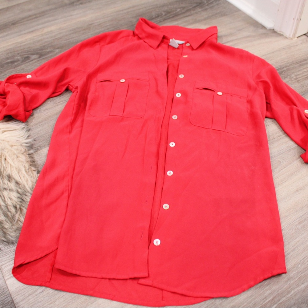 Women’s Red Button-Up Shirt